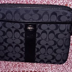 Coach Black and Gray Signature Laptop Bag